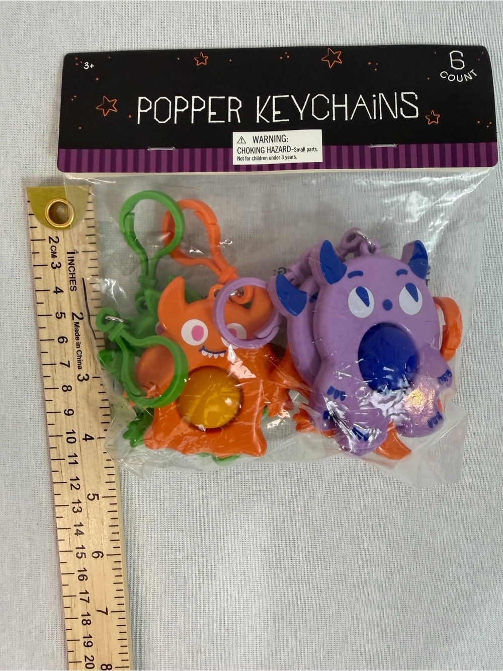 Popper Keychains Kids Toy - Purple & Orange Monster Fidgets